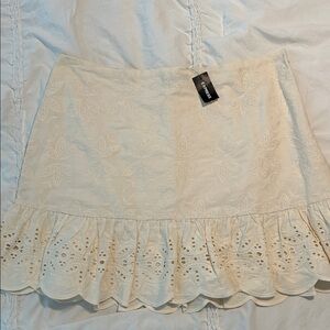 Express Cream Lace Mini Skirt
